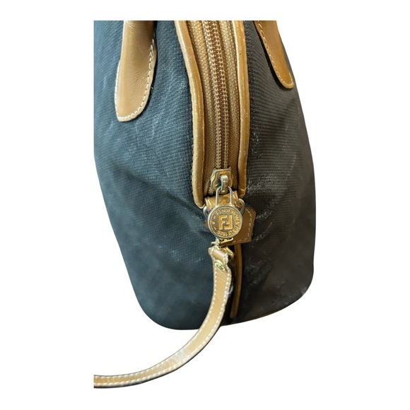 Fendi Vintage Pequín Striped Canvas & Leather Dome Satchel Crossbody Bag - Picture 7 of 14